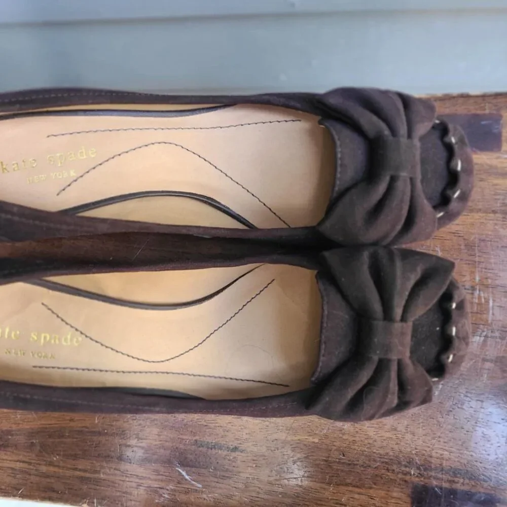 Kate Spade Linette Brown Suede Kitten Heels with Bow NIB!  NWT!  NEW! Size 7 1/2